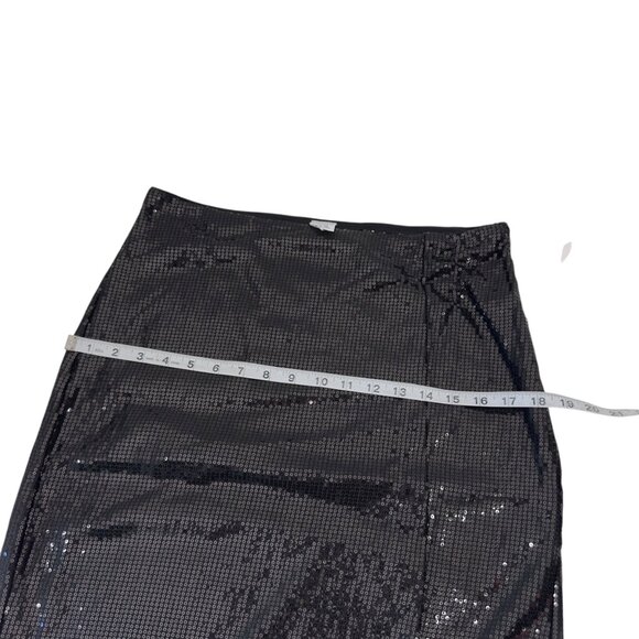 Time and Tru Womens SZ M Sequined Pencil Skirt Black Mid-Rise Knee-Length - Picture 5 of 12